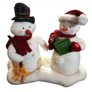 Vintage‎ Christmas Snowpeople Decoration Large Stuffed Frosty With Friend